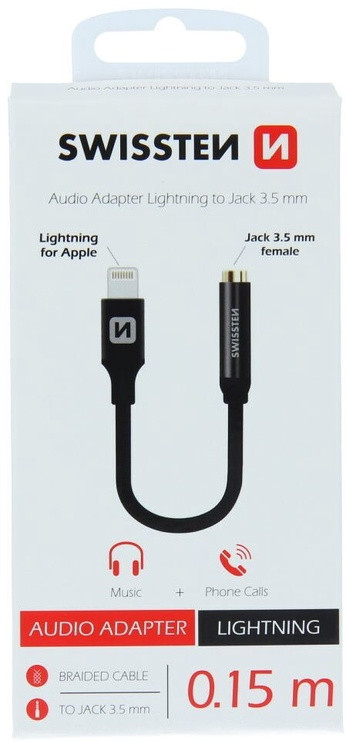 Adapter Swissten Apple Lightning To 3.5mm Jack Audio Adapter, must, 0.15 m