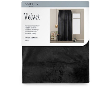 Öökardin AmeliaHome Velvet Pleat, must, 1400 mm x 2450 mm