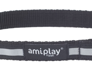 Ошейник Amiplay Shine, черный, 200 - 350 мм x 10 мм